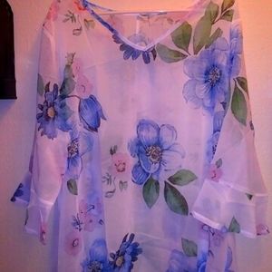 Blue flowers with white back ground. No brand. 2x